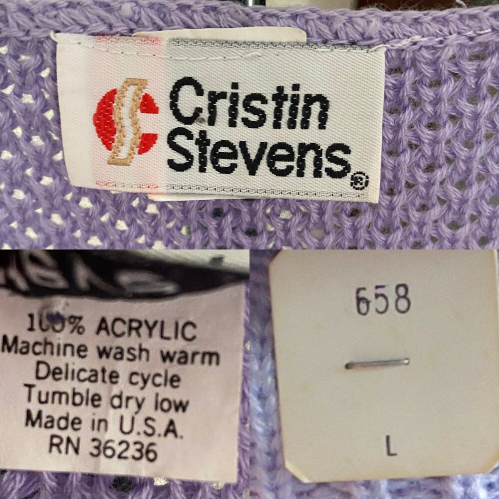 Vintage Cristin Stevens Lilac Knit Short Sleeve Sweater USA - Picture 11 of 16